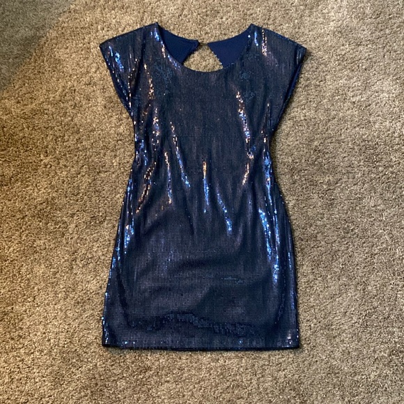 Foreign Exchange | Mini Blue Sequin Cocktail Dress - Picture 1 of 12
